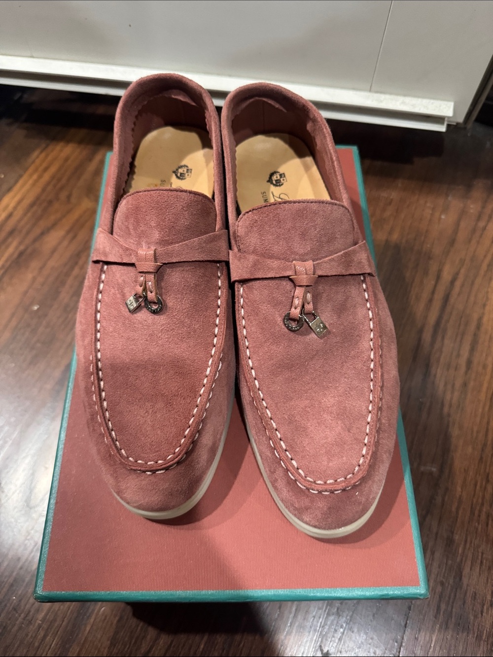 Loro Piana Men's Suede Tassel Loafers in Rose